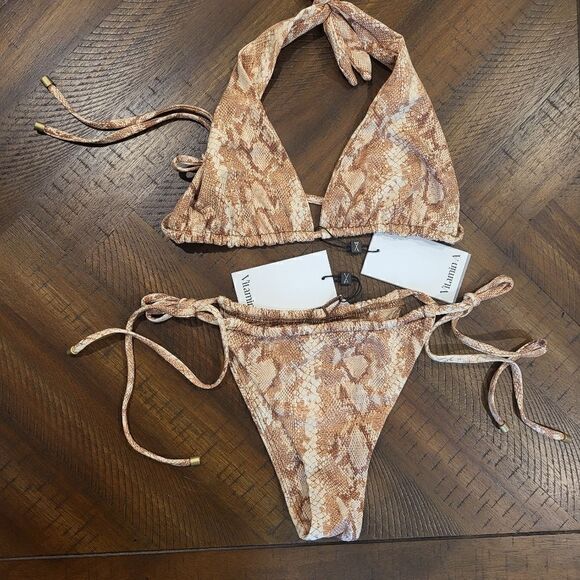 NWT! Vitamin A Milana Bikini Top & Bottom Sand Snake Bottom L(10) Top M(8) - Picture 5 of 13